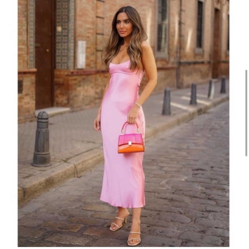 Zara Viral Slip Dress Out Pink Long Gown bloggers favourite - Picture 8 of 16